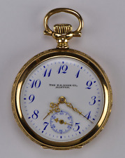 A.W.W. Reloj de bolsillo Co Waltham con estuche de oro 14k 15 joyas E.B. Cuerno de Boston segunda mano  Embacar hacia Mexico