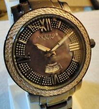 Akribos XXIV Genuine Diamond calendar watch women's iced out bling AK507BK for sale  Shipping to South Africa