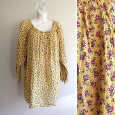 Camisa campesina Henley de algodón floral amarilla Ditsy XL Chaps para mujer manga abullonada 3/4 segunda mano  Embacar hacia Argentina