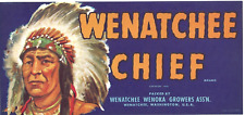 Original WENATCHEE CHIEF rótulo de caixa de frutas Wenatchee WA caixa retângulo, usado comprar usado  Enviando para Brazil