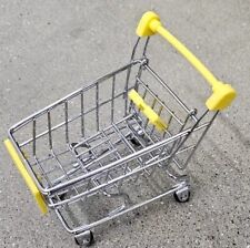 Mini carrinho de compras metal supermercado rodas rolantes realistas cabo amarelo, usado comprar usado  Enviando para Brazil