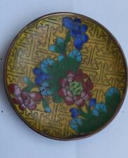 Używany, G+,,  Chinese Cloisonné Enamel Flowers Decorated Plate starocie talerz na sprzedaż  PL