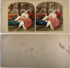 Femme dans un fauteuil remontant ses bas , Vintage albumen print, ca.1860, stéré d'occasion  Pagny-sur-Moselle