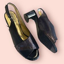 Soft Style by Hush Puppies Slingback Pump Size 8 Black Crinkle Patent Chrome for sale  Shipping to South Africa
