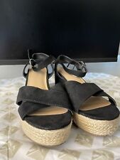 Big Buddha Size 11 Black Suede Platform Twine Roman Sandals Open Toe Pumps Shoes for sale  Shipping to South Africa