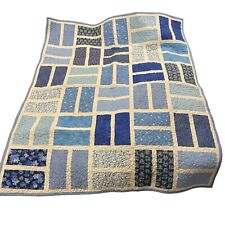 Small Blue & White Toddler Bed Quilt Throw Wall Hanging 42x54 Novelty Fabrics for sale  Shipping to South Africa
