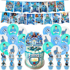 32 peças para balões temáticos do Manchester City incluem banner, enfeites de bolo, balões comprar usado  Enviando para Brazil