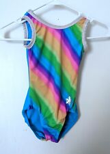 Snowflake Designs Gymnastics Leotard Multi-Color Rainbow Flip Side Size CM for sale  Shipping to South Africa