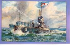 WW1 1916 WAR MILITARY BRITISH NAVY E CLASS SUBMARINE ART GRIBBLE TUCK POSTCARD, used for sale  Shipping to South Africa