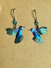 Pendientes de niobio Holly Yashi Picaflor colibrí, azul verde, usado segunda mano  Embacar hacia Argentina