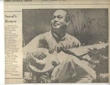 INDIAN MUSICIAN SIGNED SAROD PLAYER ALI AKBAR KHAN  AUTOGRAPH NEWSPAPER CLIPPING for sale  Ann Arbor