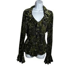 SNOSKINS size XL velvet burnout ruffle long sleeve top for sale  Shipping to South Africa