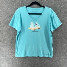 Used, Life Is Good Shirt Womens Large Blue V-neck Short Sleeve Beach Chairs Sand for sale  Shipping to South Africa