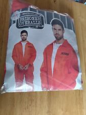 Prisoner Convict Mens Orange Overall Jumpsuit Halloween Fancy Dress Costume for sale  Shipping to South Africa