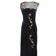 Vestido maxi formal XOXO preto floral bordado sem mangas pequeno comprar usado  Enviando para Brazil