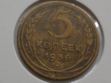 L,  . Russia CCCP 5 kopeks kopek kopiejek 1936 starocie old coin na sprzedaż  PL