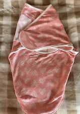 NEW Anais + Aden Swaddle Wrap Baby Sz 0-3 mos Pink/white hearts hook & loop/zip for sale  Shipping to South Africa