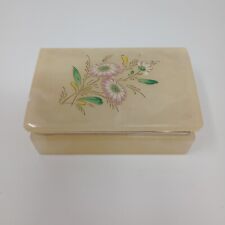 Caixa de cigarro vintage genuína alabastro Itália rosa floral articulada bugiganga comprar usado  Enviando para Brazil