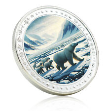 Niedźwiedź polarny srebrna moneta świat arktyczne zwierzęta przedmioty kolekcjonerskie medal posrebrzany, używany na sprzedaż  Wysyłka do Poland