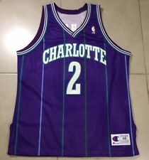 VTG 90s Champion NBA LARRY JOHNSON #2 Sz 48 Charlotte Hornets teal jersey SEWN, used for sale  Shipping to South Africa