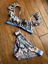 Maaji Swimwear Bikini Set XS Small Blue Pink Stripe Reversible Floral Print EUC for sale  Shipping to South Africa