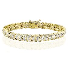Gold Tone Diamond Accent Leaf Tennis Bracelet for sale  Shipping to South Africa