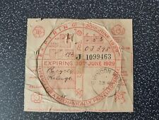 1929 Road Tax Disc ☆ Raleigh M/Cycle ☆ Selvedge ☆ OJ 398 ☆ Scarce & Collectable! for sale  Shipping to South Africa