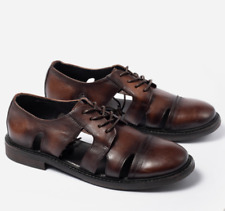 Męskie skórzane sandały Handmade Casual Rzymskie sandały Vintage Hollow Beach Shoes na sprzedaż  Wysyłka do Poland