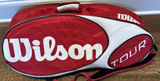 Paquete de 12 bolsas de tenis Wilson Tour mochila 3 compartimentos rojo blanco acolchado segunda mano  Embacar hacia Argentina