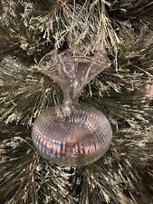 Used, Blown Glass Bud Vase Christmas Ornament Ruffle Top Iridescent 4” for sale  Shipping to South Africa