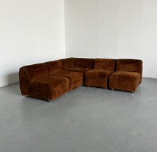 Mid-Century Modern Modular Corner Sofa Brown Velvet Fabric, 1970s Italy for sale  Shipping to South Africa