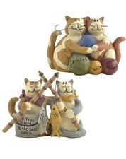 Blossom Bucket pair Friendship Cat Figurines w Fish Yarn  2 Figures 86732 for sale  Shipping to South Africa