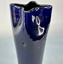Vintage Small Navy Colour Glazed Ceramic Art Pottery Vase for sale  Shipping to South Africa