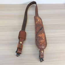 AA&E Strap Brown Leather Rifle Gun Sling Leathercraft Reindeer Tooled Hunter VTG for sale  Shipping to South Africa