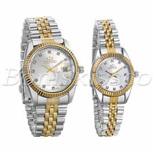 Relógio de pulso analógico de quartzo de aço inoxidável com strass luxo para homens mulheres casal comprar usado  Enviando para Brazil