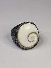 925 Sterling Shiva Eye Shell Ring Size 8 Ornate Design Sugned Fd for sale  Shipping to South Africa