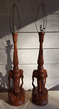 carved lamp wood mid century for sale  Tryon