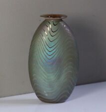 Craig Zweifel 5.1'' Iridescent Silver Threaded  Art Glass Vase 1991 USA for sale  Shipping to South Africa