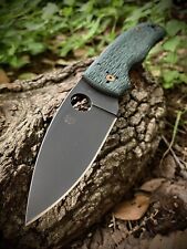 CUSTOM Spyderco Shaman - Textured Green Micarta, Etched Crowned  M4 Nub Delete for sale  Shipping to South Africa