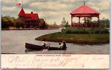 Cartão postal cena de remo de barco em Garfield Park Chicago Illinois Ub 1907 comprar usado  Enviando para Brazil