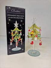 Used, Glass Christmas Tree Ornament 12 Glass Figurine Decorations Mirrored Stand for sale  Shipping to South Africa