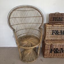 LARGE Vintage Peacock Chair - Vintage Full Sized Wicker Rattan Armchair 60s 70s for sale  Shipping to South Africa