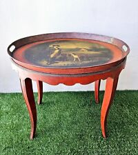 Antigua bandeja de mesa lacada inglesa Toleware 1820e escena de caza pintada a mano segunda mano  Embacar hacia Argentina