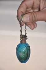 Antiga Forma Oval Corte Fino Vidro Frasco De Perfume Vitoriano Azul, Colecionável comprar usado  Enviando para Brazil