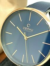 Used, Obaku Denmark Women's Watch V211LXVLML Rose Gold Blue Dial Quartz Mesh Band for sale  Shipping to South Africa