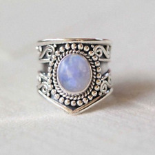 Joia Moonstone 925 anel de prata esterlina dia das mães todos os tamanhos EB-165 comprar usado  Enviando para Brazil