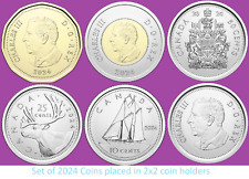 Complete Set of 6 2024 Canada Coins King Charles III Mint UNC. Loonie Toonie na sprzedaż  Wysyłka do Poland