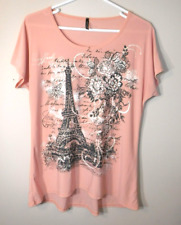 Camiseta Savanah Blues Paris rosa manga curta enfeitada feminina tamanho M comprar usado  Enviando para Brazil