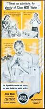 1952 John Wood Automatic Electric Water Heater PRINT AD Woman in Tub, used for sale  Shipping to Canada