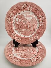 Used, Royal Tudor Ware Coaching Taverns 10.5in Pink Dinner Plate Set of 2 for sale  Shipping to South Africa